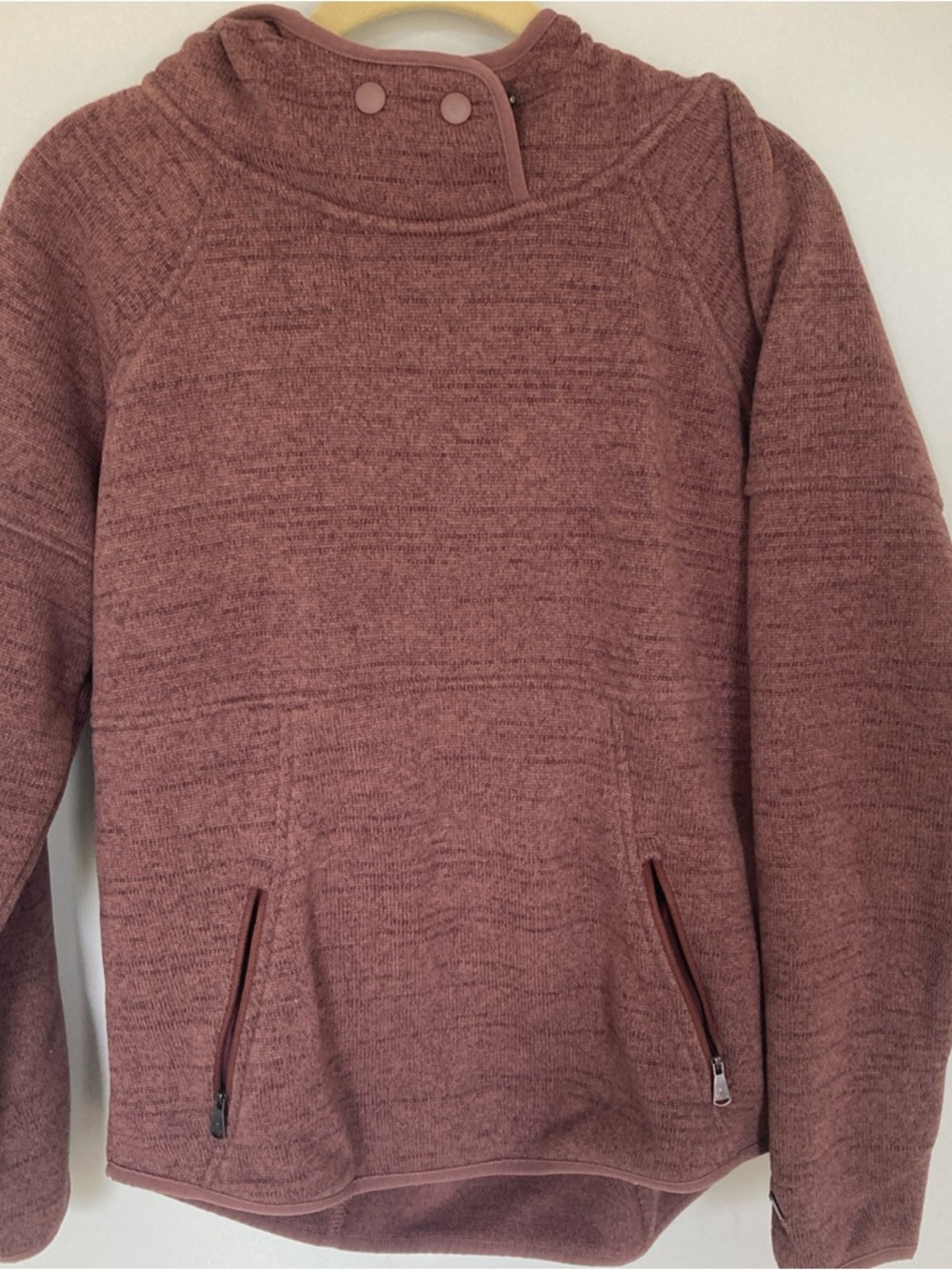 Prana Sweatshirt Size M Mauve Snap Mock Collar Womens Pull Over